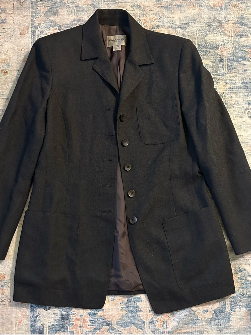 Emanuel Ungaro Black Women’s Button-Front Blazer Jacket Set
